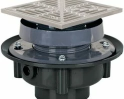 Discount ❤️ Sioux Chief FinishLine™ 833 Series 2 in. Hub ABS Floor Drain Assembly with 6-1/2 in. Square 304 Stainless Steel Grate and Ring and Strainer 💯