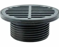Hot Sale ✔️ Sioux Chief 4 in. No Hub Ductile Iron Floor Drain Fixture with 6-1/2 in. Round Ductile Iron Grate and Ring and Strainer 🤩
