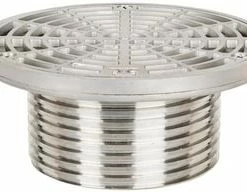 Brand new ⭐ Sioux Chief FinishLine™ 832 Series 4 in. No Hub Floor Drain Fixture with 6-1/2 in. Round 304 Stainless Steel Grate and Ring and Strainer ⌛