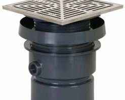 Budget ⌛ Sioux Chief FinishLine™ 4 in. Hub PVC Floor Drain Assembly with 7 in. Square 304 Stainless Steel Grate and Ring and Strainer 👍