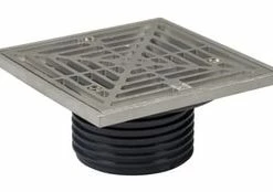 Buy 🎁 Sioux Chief FinishLine™ 3 in. Hub PVC Floor Drain Fixture with 5-7/8 in. Square 304 Stainless Steel Grate and Ring and Strainer 🔔