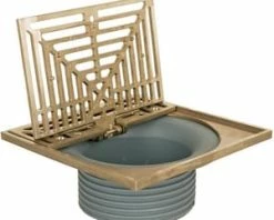 Hot Sale ⭐ Sioux Chief FinishLine™ 832 Series 4 in. Hub ABS Floor Drain Fixture with 7 in. Square Nickel Bronze Grate and Ring and Strainer 🥰