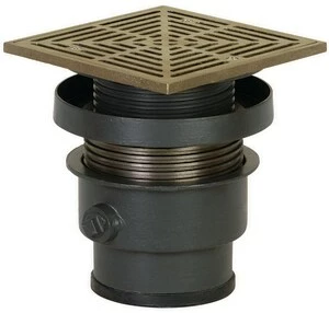 Outlet 🥰 Sioux Chief 3 in. Push Joint Ductile Iron Floor Drain Assembly with 7 in. Square Nickel Bronze Grate ✨ 3 Outlet 🥰 Sioux Chief 3 in. Push Joint Ductile Iron Floor Drain Assembly with 7 in. Square Nickel Bronze Grate ✨