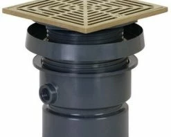 Cheap 🛒 Sioux Chief FinishLine™ 832 Series 4 in. Hub PVC Floor Drain Assembly with 7 in. Square Nickel Bronze Grate and Ring and Strainer 👏