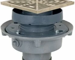Best Sale 🎁 Sioux Chief FinishLine™ 833 Series 3 in. Push Joint Cast Iron Floor Drain Assembly with 5-7/8 in. Square Nickel Bronze Grate and Ring and Strainer 👏
