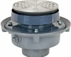 Hot Sale ❤️ Sioux Chief 2 in. No Hub Cast Iron Floor Drain Assembly with 7 in. Square Nickel Bronze Grate and Ring and Strainer 🧨