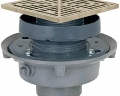 Deals 👍 Sioux Chief FinishLine™ 2 in. No Hub Cast Iron Floor Drain Assembly with Square Nickel Bronze Grate and Ring and Strainer 🔥