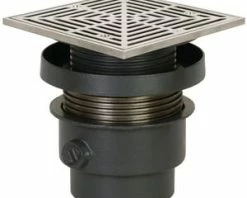 Best Pirce ⌛ Sioux Chief FinishLine™ 832 Series 3 in. No Hub Ductile Iron Floor Drain Assembly with 7 in. Square 304 Stainless Steel Grate and Ring and Strainer 🤩
