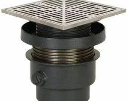 Wholesale 🎁 Sioux Chief FinishLine™ 832 Series 4 in. No Hub Ductile Iron Floor Drain Assembly with 7 in. Square 304 Stainless Steel Grate and Ring and Strainer ❤️