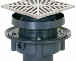 Cheap 🔥 Sioux Chief FinishLine™ 833 Series 3 in. Hub PVC Floor Drain Assembly with 6-1/2 in. Square 304 Stainless Steel Grate and Ring and Strainer 👍