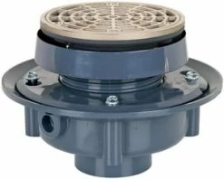Promo 🤩 Sioux Chief FinishLine™ 833 Series 2 in. Hub PVC Floor Drain Assembly with 5-1/2 in. Round Nickel Bronze Grate and Ring and Strainer 🧨