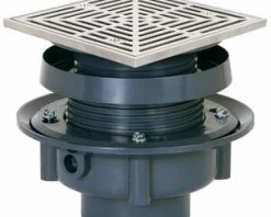Best Sale ⭐ Sioux Chief FinishLine™ 833 Series 4 in. Hub PVC Floor Drain Assembly with 6-1/2 in. Square 304 Stainless Steel Grate and Ring and Strainer 🎉