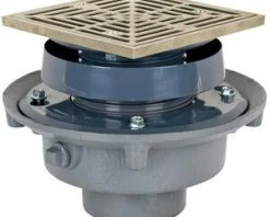 Promo ✔️ Sioux Chief FinishLine™ 833 Series 2 in. No Hub Cast Iron Floor Drain Assembly with 5-7/8 in. Square Nickel Bronze Grate and Ring and Strainer 🥰