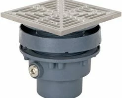 Outlet ⌛ Sioux Chief FinishLine™ 832 Series 3 in. No Hub Ductile Iron Floor Drain Assembly with 5-7/8 in. Square 304 Stainless Steel Grate and Ring and Strainer 🥰