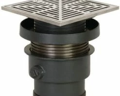 Flash Sale 🤩 Sioux Chief FinishLine™ 832 Series 3 in. Push Joint Ductile Iron Floor Drain Assembly with 7 in. Square 304 Stainless Steel Grate and Ring and Strainer 🛒