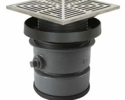 Best Pirce 🔔 Sioux Chief 4 in. Push Joint Ductile Iron Floor Drain Assembly with 7 in. Square 304 Stainless Steel Grate and Ring and Strainer 🥰