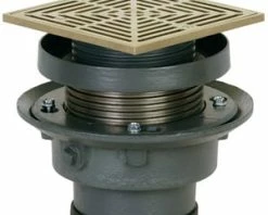 Best reviews of ✔️ Sioux Chief 4 in. Push Joint Cast Iron Floor Drain Assembly with 7 in. Square Nickel Bronze Grate and Ring and Strainer 😀