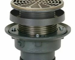 Hot Sale 🎁 Sioux Chief 3 in. Push Joint Cast Iron Floor Drain Assembly with 6-1/2 in. Round Nickel Bronze Grate 😍