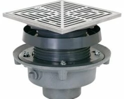 Wholesale 😀 Sioux Chief FinishLine™ 833 Series 4 in. No Hub Cast Iron Floor Drain Assembly with 7 in. Square 304 Stainless Steel Grate and Ring and Strainer 😍
