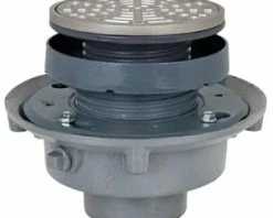 Best Sale 🔥 Sioux Chief FinishLine™ 834 Series 3 in. No Hub Cast Iron Floor Drain Assembly with 5-1/2 in. Round 304 Stainless Steel Grate and Ring and Strainer ⭐