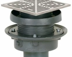 Flash Sale ⌛ Sioux Chief FinishLine™ 833 Series 4 in. No Hub Cast Iron Floor Drain Assembly with 7 in. Square 304 Stainless Steel Grate and Ring and Strainer 👍